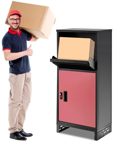 Einfache Installation I Meulbaty-Paketbox rostfrei und massiv | 3 Buchstaben Passwortsperre | Bodenmontage | Paketbriefkasten, Paketbox, Parcel-Box draußen groß, Briefkasten mit Paketfach