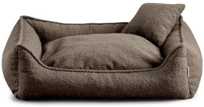 Gutekissen® BEAR Hundbädd i exklusivt tyg XS-3XL – Slitstark hundsäng, hundkudde och viloplats för hundar av hög kvalitet (S - 65x55, Brun)