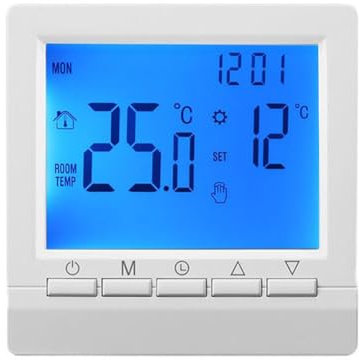Termostato programable, regulador de temperatura inteligente, para caldera de gas mural de pared alimentado con 2 pilas AA, termostato de calefacción LCD de pared