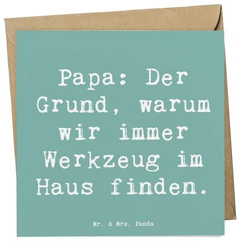 Mr. & Mrs. Panda Glückwunschkarte Spruch Papa Werkzeug - Geschenk, faltkarte, Grußkarte, Daddy, doppelkarte, Praktisch, Handwerk, Klappkarte, Familie, anlasskarte, Haushalt, Dad, Familienmitglieder