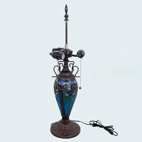 BOTOWI Tiffany Tischlampensockel Ersatz, nur Vintage 3-Licht Schreibtischleuchten Sockel, Masthöhe 24 mit viktorianischem Buntglassockel, geeignet für 18-Zoll-Lampenschirme im Tiffany-Stil