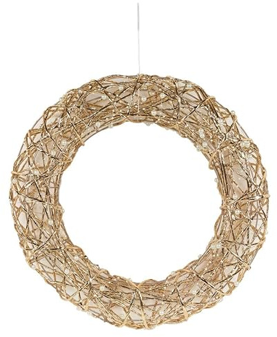 URBNLIVING 30/40 cm runde Perle, goldfarben, schwarz, schillernd, LED, festlich, dekorativer Weihnachtskranz, zum Aufhängen an der Wand, Tür, batteriebetrieben, vorbeleuchtet, Dekoration