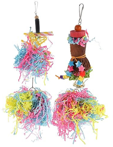 BUGUUYO Papagei-Spielzeug Vogelspielzeug Vogel-kauspielzeug-Set Zum Aufhängen Vogelfuttersuche Hängespielzeug
