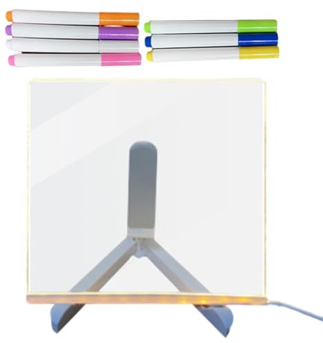 LED Memoboard - Memoboard Tisch Memoboard mit Halterung für LED-Licht und 7 Marker, Planungstafel für helle Erinnerung | Acryl-Lichttafel Geburtstagsgeschenk