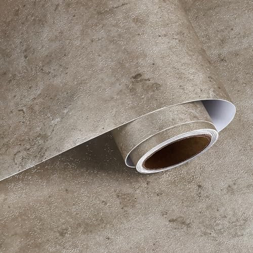 VaryPaper Papel Pintado Autoadhesivo Hormigon Marrón Metálico Industrial 40cmx800cm Vinilos para Muebles Efecto Cemento Papel de Pared Cocina Lavable Baño Garaje Vinilo Encimera Cocina Armarios