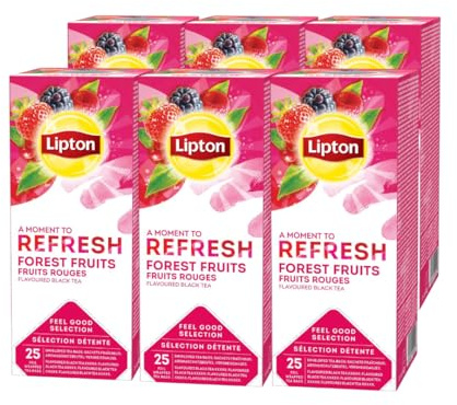 Lipton Feel Good Selection Thé Noir Fruits Rouges 25 sachets - Lot de 6x25 sachets
