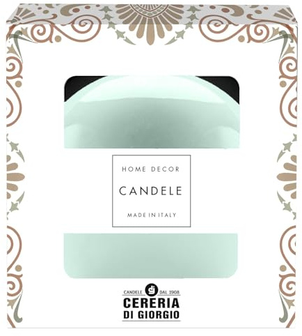 Vela esférica decorativa lacada diámetro 10 cm - Duración 49 horas - Color vintage verde - Caja regalo - Cereria Di Giorgio