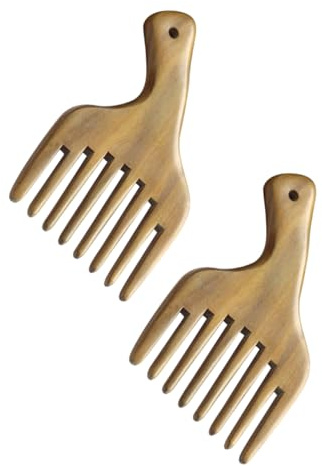 minkissy 2stücke Holzmassagekamm aus Sandelholz Entwirrungskamm für Zuhause Kopfhautmassagekamm mit Breiten Zinken zur Haarpflege und Entspannung