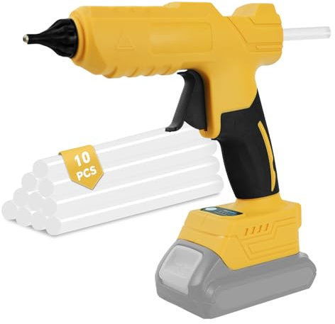Pistola de pegamento caliente inalámbrica para batería Dewalt de 20 V, pistola de pegamento de precalentamiento rápido de 2 a 3 minutos con 10 barras de pegamento (11 mm) para artes, manualidades
