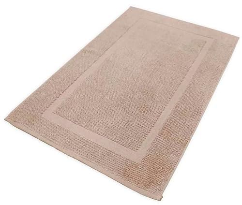 TRAMAS+ Tapis de Bain, 100% Coton, 50 x 80 cm, Ultra Absorbant, 870 g, Doux et Lavable, idéal pour la Salle de Bain - Beige