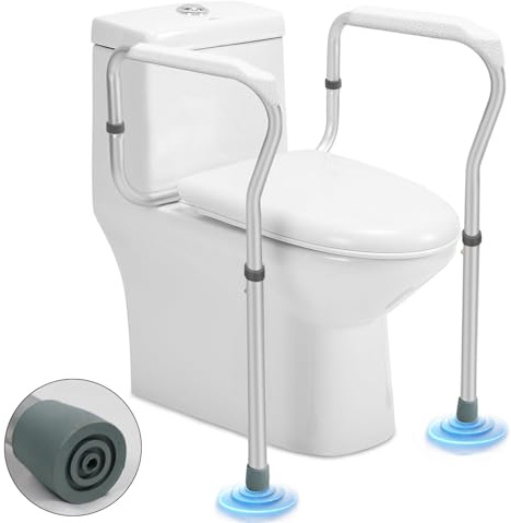 Exquilnova Aufstehhilfe Toilette ohne bohren, Toilettensitzerhöhung mit Armlehnen, Höhenverstellbar Robust WC Aufstehhilfe, Toilettenhilfe, WC Haltegriff für Senioren und Behinderung
