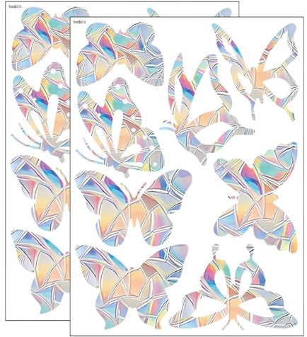 KEMUZ 23 Pièces Autocollants Papillon Suncatcher, AutocollantsOiseaux Pour Vitres Autocollants De Fenêtre Fenêtres De Protection Des Oiseaux, Stickers Anti CollisionOiseaux(A)
