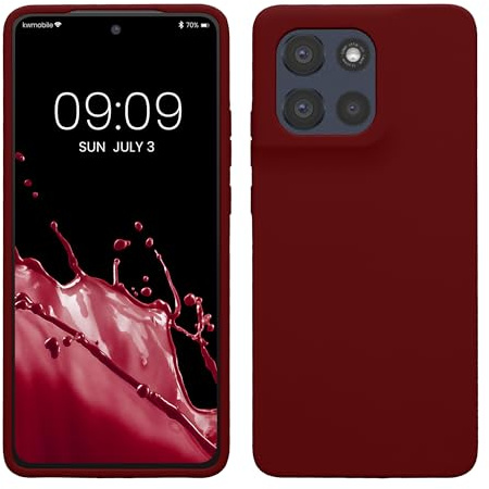 kwmobile Cover per Motorola Moto G86 5G Custodia - Back Case per Smartphone in Silicone TPU - Protezione Gommata - rosso rabarbaro