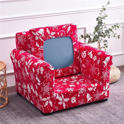 WWQQKJ Copridivano Elasticizzato 3 Posti con Braccioli, Fodera per Divano con Cuscini Separati, Universale Copridivani Eleganti Fiori Copri Divano(Natale,1 Posti)