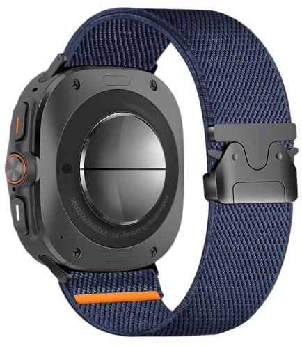 Compatible with Samsung Galaxy Watch Ultra 47mm/Ultra 2 Band, Elastiskt nylon sportband med fallskärmshäftes, Justerbart stretchband för män, Blå