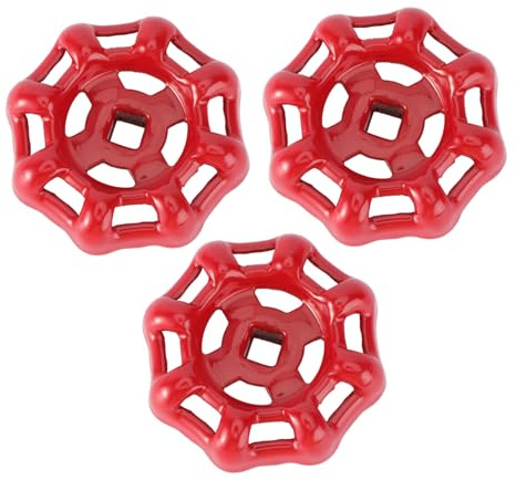 ELAYARD Gusseisen Absperrgriff 3 Stück 6x6mm Rot Ball Tor Handrad Absperrhandrad Für Ventile Langlebig Für Wasser Oder Gasabsperrung
