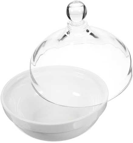 WEKADRIN Bol à Dessert Céramique avec Couvercle Ramequin Multifonctionnel pour Glace et Pudding Résistant et Antidérapant Maison et Restaurant Blanc Pur