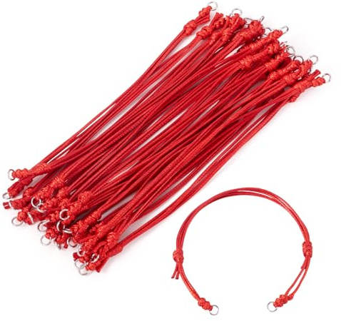 Sparkeads, 20 piezas de 23,5 cm de cordón de pulsera trenzada sin terminar, cordón de poliéster encerado ajustable para pulseras de la amistad, manualidades de joyería DIY, color rojo oscuro