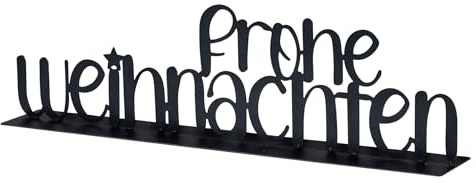 levandeo Aufsteller Frohe Weihnachten 38cm Metall Schwarz Tischdeko Weihnachtsdeko Schriftzug Spruch