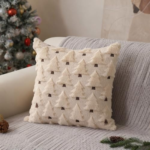 Generiskt örngott med inskription, god jul, julgran dekorativt rött julörngott, soffdekoration, kvadratiskt örngott, örngott för julkudde 45 x 45 cm
