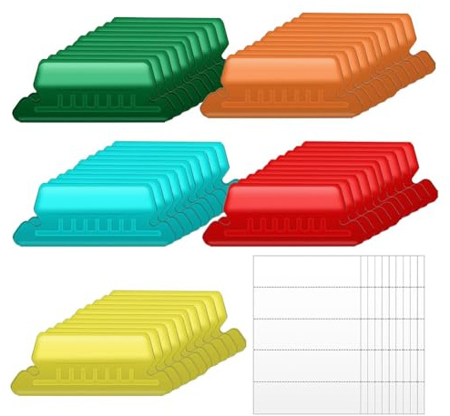 Gokoti 50 Pièces Étiquettes de Dossiers Suspendus avec 50 Inserts, 2 Pouces pour Étiquettes de Dossiers Suspendus Étiquettes de Dossiers Suspendus A