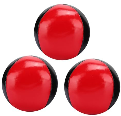 TOPINCN Jonglierbälle-Set aus PU-Leder, Leichter Rot-schwarzer Jonglierball für Freizeitspiele für und Professionelle Künstler