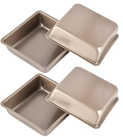 SEWACC Teglie Quadrate Antiaderenti per Dolci 4 Pezzi Stampi Quadrati da 11 CM in Acciaio al Carbonio Resistenti al Calore Teglie per Mini Torte Brownie e Cheesecake per Forno e