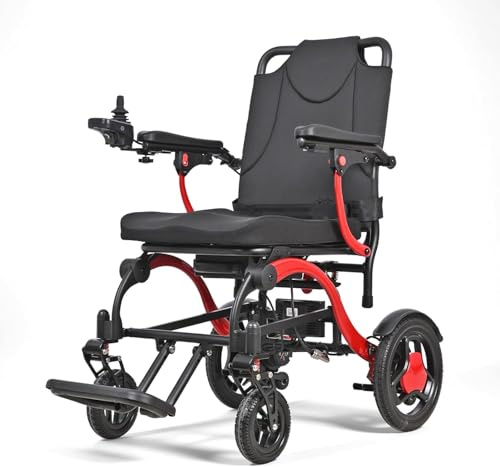 Featherlight 16kg Lightweight Electric Wheelchair Folding with Brushless Motors Compact Aluminium Powerchair Travel by Free To Be Mobility Equipment (Red)