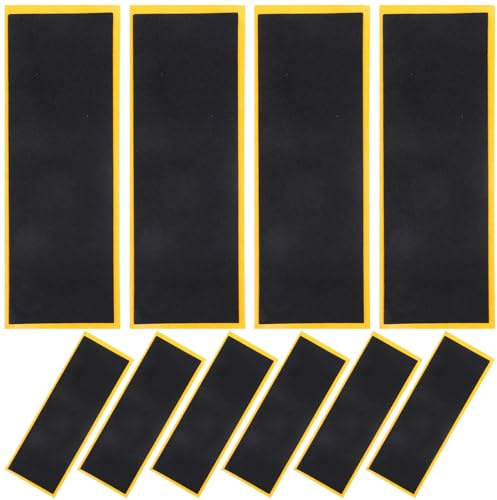 Alasum Cintas Antideslizantes para Patineta de Dedo 10 Piezas, Adhesivo de Espuma de Silicona, Tamaño 38x110 Mm, Color Negro Base Amarilla, Accesorios para Tablas de Dedo, Agarre