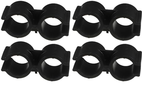 EXAOMBLE Broom Hanger Clips Double Pipe Clamp Connector 4Pcs Sturdy Plastic Fixing Tools Fastener Accessories for Dustpan Broom Joining Securing Tubes in Household Cleaning