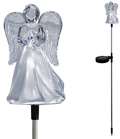 Unido Box Angel with Frosted Skirt Solar Garden Stake Light LED Color-Changing, Set of 2