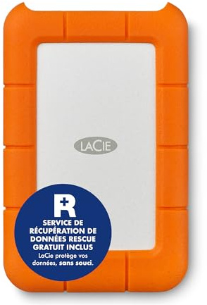 LaCie Rugged Secure, 2TB, Portable External Hard Drive, USB-C, Drop, Shock and Rain Resistant, incl. USB-C w/o USB-A cable, 1 month Adobe CC, 2 year Rescue Services (STFR2000403)