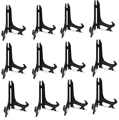 Tincogo 3 Black 12pcs/set Plastic Easels Plate Display Stands Picture Frame Holder