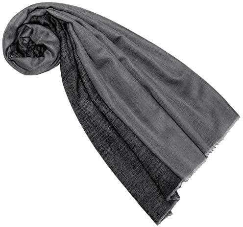 Lorenzo Cana Sciarpa da donna sciarpa reversibile foulard in 100% cashmere tessuto bicolore, nero/grigio, 70 x 200 cm
