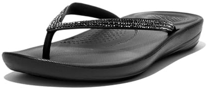 Fitflop Iq⤞ Sparkle Flip Flop sandaler för kvinnor i sten beige, Svart, 41 EU