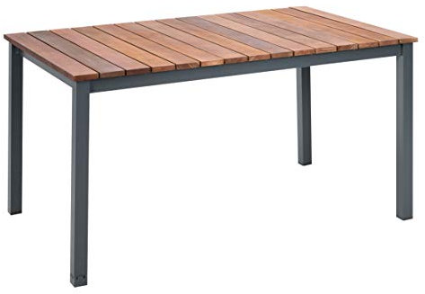 greemotion Tisch Mackay, Esstisch mit Niveauregulierung, Holztisch aus Eukalyptusholz, Gartentisch in Anthrazit/Braun, Maße: ca. 150 x 74 x 90 cm