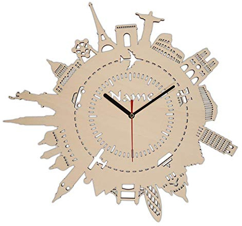 Geschenkideen Geschenkartikel Reisen Wanduhr Geschenke Weltreise mit Gravur aus Holz personalisiert für Reisende