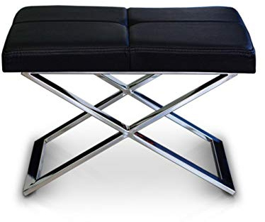 NEUERRAUM Bauhaus Lederhocker Fußhocker Sitzhocker Hocker Leder Schwarz