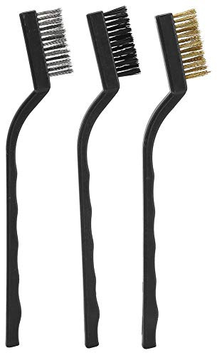 TOPINCN 3Pcs Mini Wire Brush Plastic Non-Slip Handle for Cleaning Tree Trunk Burr Bonsai Brush Garden Rustproof Cleaning Tool