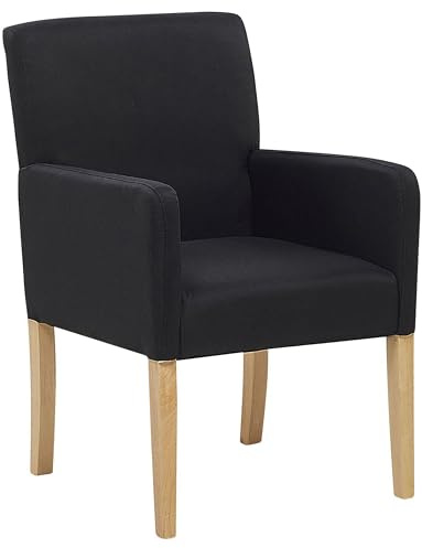 Chaise avec Accoudoirs Fauteuil en Polyester Noir et Bois Intemporel Rockefeller