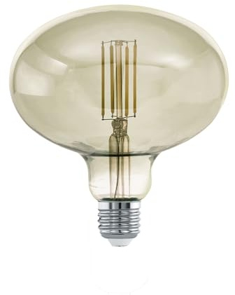 EGLO LED E27 dimmbar, Smoky Vintage Glühbirne in MID SIZE Ø 14 cm, Lampe für Retro Beleuchtung, 4 Watt (entspricht 33 Watt), 380lm, warmweiß, 3000 K, Edison Leuchtmittel, R140