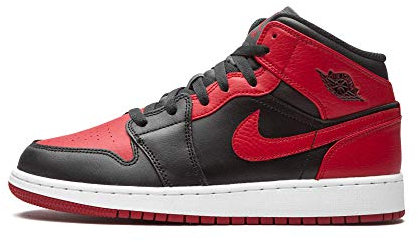 Nike Air Jordan 1 Mid (Gs) Sneaker, Black Gym Red White, 36 EU