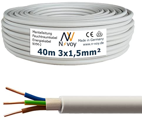 NYM-J 3x1,5 mm² 40m Mantelleitung Installationskabel Stromkabel nach DIN VDE 0250 M24