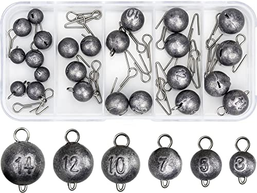 BLUESEABUY Plomo de Pesca 24 Piezas Pesos de Pesca en el Mar Plomo Sinker Cheburashka Pesos de Pesca con Caja 3g/5g/7g/10g/12g/14g