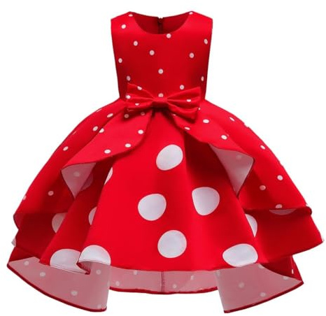 Lito Angels Girls Polka Dot Costume, Red/White & White/Black | Polka Dot Dress, Ears Headband, Sleevless, Fancy Dress Up, Halloween Outfit,World Book Day, Birthday Party