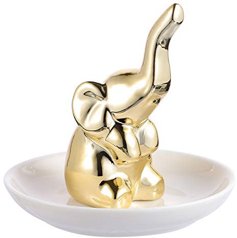 VOSAREA Plat De Présentation Pour Bijoux Assiette De Rangement Créative Décoratif Avec Éléphant Support Pour Boucles Oreilles Et Colliers