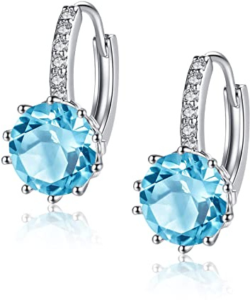 Orecchini Pendenti Cerchio Donna Argento 925 Colorati Verdi/Blu/Rosa/Nero/Viola con Strass per Donna Ragazza 10 mm
