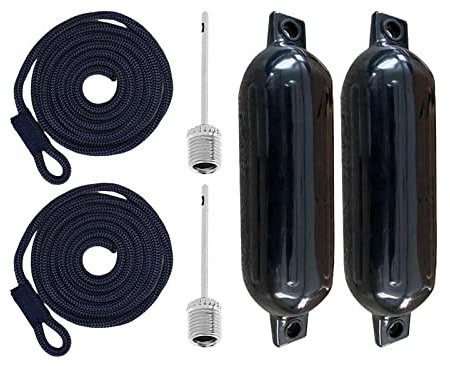 Baoblaze Bootsfender-Set, Bootsfender, Stoßstangen, Bootszubehör, 10,2 x 40,6 cm, aufblasbarer Marine-Bootsstoßfänger, Antikollisionsschutz für anlegende, Blaues Seil