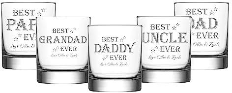 Print Maniacs Personalised Whisky Glass for The Best Papa Ever 10oz Glass Engraved for Birthday Christmas Fathers Gifts Wedding Gift for Men Father to Son Papa Best Man Whiskey Glass