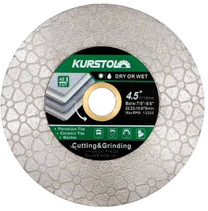 KURSTOL Diamant-Trennscheibe 115mm x 22,23mm - Diamant Fliesentrennscheibe | zum Schneiden und Schleifen von Keramikfliesen, Porzellan, Granit, Marmor